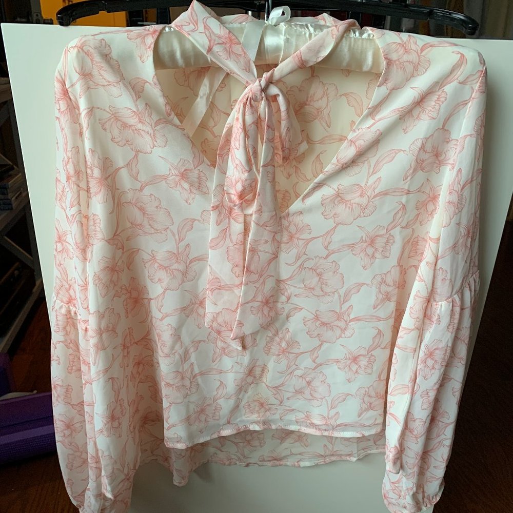 Soft pink and cream print blouse